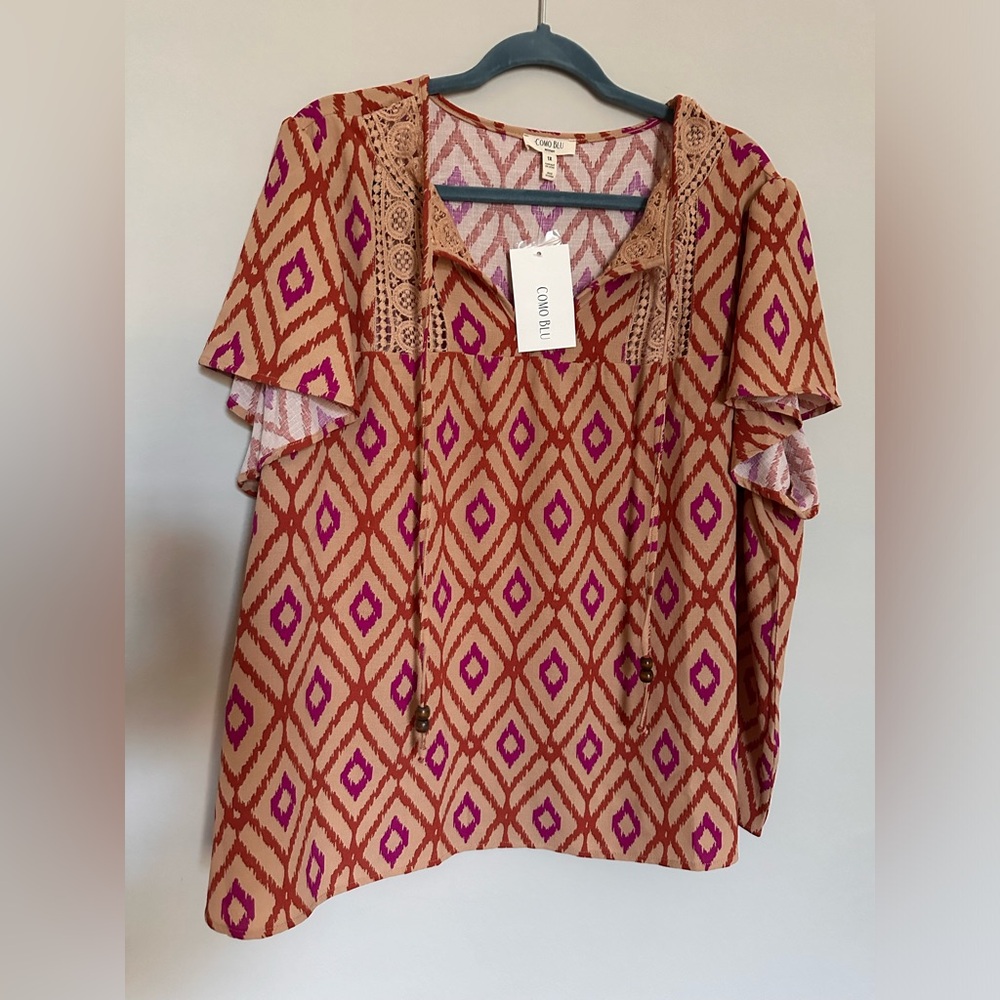 COMO BLU Boho Print Blouse – Women’s Size 1X